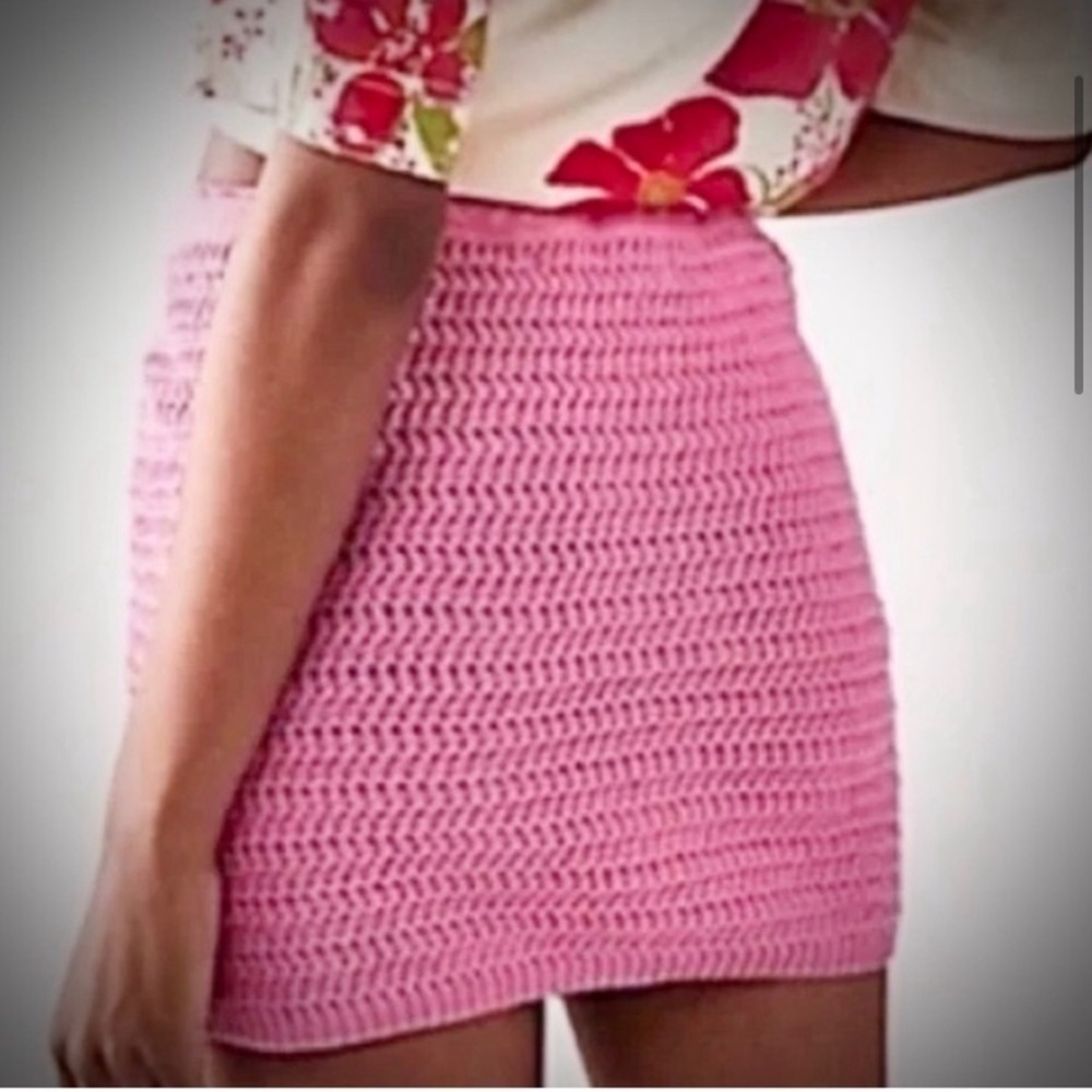 NWT Free People Beach Brandi Crochet Sweater Skirt Size Large Pink - Picture 3 of 6